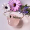 Bracelet argent sur quartz rose.